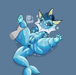 accurateaction anthro anus belly big_butt bodily_fluids breasts butt eeveelution female generation_1_pokemon genitals hi_res male male/female nintendo padded_palms plump_labia pokemon pokemon_(species) puffy_anus pussy short_stack size_difference slightly_chubby small_breasts smaller_female solo spread_legs spreading sweat vaporeon worried