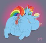  anal_piercing anthro anthrofied anus areola bonk breasts butt cake cutie_mark dock ear_piercing equine feathered_wings feathers female food friendship_is_magic hair half-closed_eyes mammal multicolored_hair multicolored_tail my_little_pony nipple_piercing nipples pegasus piercing pussy rainbow_dash_(mlp) rainbow_hair rainbow_tail solo tongue tongue_out tongue_piercing wings 