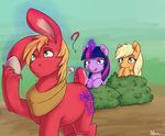  2017 ? alasou applejack_(mlp) big_macintosh_(mlp) blonde_hair brother brother_and_sister bush cutie_mark earth_pony equine female feral freckles friendship_is_magic glowing green_eyes group hair hi_res hiding horn horse long_ears long_hair magic male mammal multicolored_hair my_little_pony outside pony purple_eyes sibling sister smile tongue tongue_out twilight_sparkle_(mlp) unicorn 