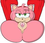  amy_rose anthro anus butt clitoris clothing female fur green_eyes lil_scooter56 lying mammal pink_fur pussy simple_background solo sonic_(series) spread_legs spreading 