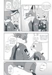  2016 anthro canine clothed clothing comic dialogue disney dogear218 duo english_text female fox greyscale judy_hopps lagomorph male mammal manga monochrome nick_wilde rabbit screentone text translated zootopia 