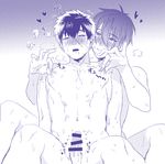  2boys blush doudanuki_masakuni erection male_focus mikazuki_munechika multiple_boys nipples nude ouse_(otussger) penis scar sitting sweat tagme touken_ranbu yaoi 