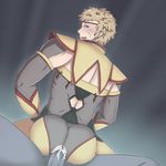 2boys anal ass bara blonde_hair fire_emblem happy_sex looking_at_viewer msucle multiple_boys naughty_face penetration sex sitting yaoi 