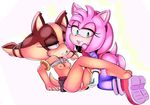  2016 amy_rose anthro anus areola badger bedroom_eyes big_eyes blush breasts butt clothed clothing colored drooling duo female female/female fingering fur half-closed_eyes hearlesssoul hedgehog hi_res interspecies kneeling legwear lipstick looking_at_viewer makeup mammal mustelid nipples partially_clothed pendant pussy pussy_juice pussy_juice_string raised_shirt reclining restricted_palette saliva saliva_string seductive sex sitting small_breasts smile sonic_(series) sonic_boom steam sticks_the_jungle_badger stockings sweat teeth thigh_highs toony video_games 