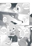  2016 anthro canine clothed clothing comic dialogue disney dogear218 duo english_text female fox greyscale judy_hopps lagomorph male mammal manga monochrome nick_wilde rabbit screentone text translated zootopia 