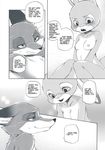  2016 anthro breasts canine comic dialogue disney dogear218 duo english_text female fox greyscale judy_hopps lagomorph male male/female mammal manga monochrome nick_wilde nude rabbit screentone text translated zootopia 