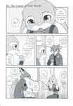  2016 anthro canine clothed clothing comic dialogue disney dogear218 duo english_text female fox greyscale judy_hopps lagomorph male mammal manga monochrome nick_wilde rabbit screentone text translated zootopia 