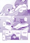  2016 anthro canine comic dialogue disney dogear218 duo english_text female fox judy_hopps lagomorph male mammal manga monochrome nick_wilde nude purple_theme rabbit screentone text translated zootopia 