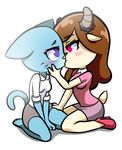  anthro blue_fur blush caprine cartoon_network cat chun-ni clothed clothing feline female female/female fur goat horn interspecies kneeling mammal mature_female miracle_star mother naimeo nicole_watterson parent purple_eyes red_eyes skirt the_amazing_world_of_gumball whiskers 