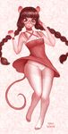  animal_humanoid anthro clothed clothing dress eyewear female frilly fur glasses hair humanoid legwear looking_at_viewer mammal mouse panties rodent simple_background skirt solo standing stockings tawni_tailwind underwear upskirt 