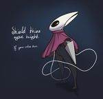  arthropod black_eyes black_skin bottomless clothed clothing dress feretta hollow_knight hornet_(hollow_knight) insect mask melee_weapon needle pussy simple_background sword thread threatening weapon 