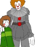  alien chara_(undertale) clothing crossover human it mammal nightmare_fuel not_furry pennywise_the_dancing_clown scared undertale video_games 
