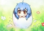 blue_hair blush child commentary cubehero dizzy egg flower guilty_gear hatching red_eyes 