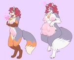  anthro big_breasts blush breast_expansion breasts canine female fox hhazard huge_breasts mammal nipples pussy solo teats transformation udders 