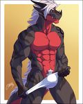  2017 5_fingers abs anthro biceps biped black_claws black_horn black_scales black_stripes border bulge claws clothed clothing countershade_face countershade_torso countershading digital_media_(artwork) dragon eyebrows feralise front_view gradient_background grey_scales hair horn looking_at_viewer male muscular muscular_male navel outside_border pecs portrait pubes red_countershading red_scales scales scalie serratus short_hair signature simple_background solo soren_ashe standing striped_scales stripes tattoo teasing three-quarter_portrait topless underwear underwear_pull white_border white_bottomwear white_clothing white_hair white_underwear yellow_eyes 