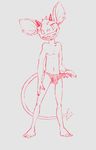  anthro bulge clothing demon horn hybrid male mammal mouse red_theme rodent serex sketch smile solo standing underwear 