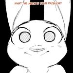  2017 anthro clothed clothing comic dialogue disney english_text female hi_res judy_hopps lagomorph male mammal rabbit replytoanons restricted_palette solo text zootopia 