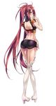  ass blush boots from_behind high_heel_boots high_heels highres jako_(toyprn) looking_back nanaly_fletch red_eyes red_hair solo tales_of_(series) tales_of_destiny_2 thigh_boots thighhighs twintails white_footwear white_legwear 