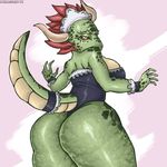  argonian big_(disambiguation) butt clothing koreanmadfox maid_uniform scalie simple_background the_elder_scrolls uniform video_games 