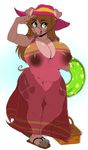  2017 anthro areola armpits big_breasts breasts brown_hair clothed clothing female green_eyes hair hat hi_res long_hair looking_at_viewer mammal niis nipples open_mouth pig porcine pussy solo translucent transparent_clothing 