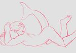  anthro ass_up erection fish humanoid_penis male marine penis pillow red_theme serex shark sketch smile solo tongue tongue_out uncut 