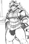  absurd_res anthro bulge clothed clothing daizuwakame131 hi_res looking_at_viewer magan mammal monochrome muscular shirt simple_background solo tokyo_afterschool_summoners underwear white_background 