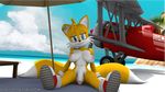  3d_(artwork) anthro balls big_breasts breasts canine clothing crossgender dickgirl digital_media_(artwork) fox hair intersex mammal miles_prower penis pixel-perry pose scene solo sonic_(series) 