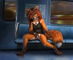  anthro areola breasts canine clitoris clothing delkon female fox fur hair looking_at_viewer mammal nipples pussy smile spread_legs spreading titts 