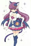 absurdres animal_ears bangs blush_stickers boots cat_ears cat_tail choker cure_macaron earrings elbow_gloves extra_ears food_themed_hair_ornament gloves hair_ornament highres jewelry kirakira_precure_a_la_mode kotozume_yukari long_hair looking_at_viewer macaron_hair_ornament magical_girl marker_(medium) mehonobu_g precure purple_eyes purple_hair smile solo sparkle tail thighhighs traditional_media very_long_hair white_gloves zettai_ryouiki 