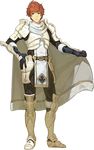  armor armored_boots boots cape conrad_(fire_emblem) fire_emblem fire_emblem_echoes:_mou_hitori_no_eiyuuou full_body fur_trim gloves hidari_(left_side) male_focus official_art orange_eyes orange_hair solo transparent_background 