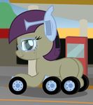  2017 badumsquish equine eyewear fan_character female glasses hair horse mammal my_little_pony petrol_pump ponification pony purple_eyes purple_hair semi_truck solo truck vehicle wheel 