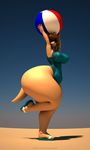  2017 3d_(artwork) abigail_roo anthro anthroanim ball beach_ball big_butt breasts brown_hair butt clothed clothing digital_media_(artwork) eyewear female footwear hair holding_ball huge_butt hyper kangaroo looking_at_viewer mammal marsupial sandals simple_background smile solo sunglasses swimsuit thick_thighs wide_hips 