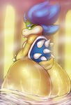  ambiguous_gender anthro big_butt blue_hair bracelet butt hair huge_butt hyper hyper_butt jewelry kingofacesx koopa koopaling looking_back ludwig_von_koopa mario_bros nintendo scalie short_tail solo spiked_bracelet spikes steam video_games water wide_hips 