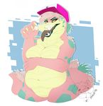  anthro crocodile crocodilian featureless_crotch female hat looking_at_viewer maid. nude overweight reptile scalie solo tongue tongue_out 