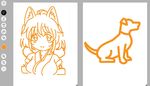  animal animal_ears breasts commentary_request comparison detached_sleeves dog google_autodraw hat inubashiri_momiji kei_kei lineart medium_breasts no_nose pom_pom_(clothes) short_hair sketch smile tokin_hat touhou upper_body wolf_ears 