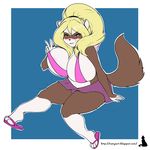  anthro big_breasts breasts clothed clothing female looking_at_viewer mammal natysanime nipple_bulge red_panda slightly_chubby smile solo 