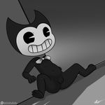  2017 anthro bendy bendy_and_the_ink_machine black_body cute demon digital_media_(artwork) female happy humanoid looking_at_viewer mammal nipples presenting pussy simple_background smile solo young zekromlover 