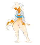  anthro bottomless breasts clothed clothing dragon female hair_over_eyes horn pussy solo standing wide_hips yogoat 