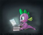  2017 blush book computer dragon el-yeguero feral friendship_is_magic green_eyes male my_little_pony purple_scales scales scalie solo spike_(mlp) 