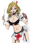  :d black_bra blonde_hair bra breasts choker cleavage code_geass collarbone front-tie_top garter_belt grey_eyes hat holding jacket large_breasts long_hair looking_at_viewer midriff milly_ashford miniskirt navel nurse nurse_cap open_clothes open_jacket open_mouth shiny shiny_skin short_sleeves skirt smile solo standing stomach thighhighs tied_skirt transparent_background underwear white_jacket white_legwear white_skirt wrist_cuffs 