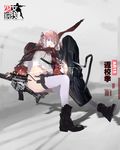  ar-15 bag blue_eyes blue_hair character_name full_body girls_frontline gun hair_ornament holster jacket lin+ long_hair multicolored_hair one_side_up pink_hair rifle scarf scope solo st_ar-15_(girls_frontline) streaked_hair thigh_holster thigh_strap thighhighs torn_clothes weapon white_legwear 