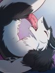  2019 anthro autofellatio black_fur cum erection eyes_closed fur harlem lying male masturbation nude on_back oral oral_masturbation penile_masturbation penis pink_penis sergal simple_background solo vein white_fur 