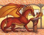  baby dragon drake_(disambiguation) reading spines susan_van_camp tome wings young 