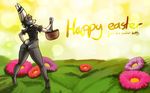 abstract_background anthro basket bunny_costume camel_toe canine clothed clothing costume easter eyes_closed feretta flower fox fur grass grey_fur holidays mammal plant rear_view silver_fox skimpy tale_of_tails vix_(feretta) 