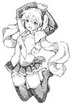  armpits arms_up boots detached_sleeves full_body greyscale hatching_(texture) hatsune_miku headset long_hair miniskirt monochrome necktie open_mouth pleated_skirt shirt skirt sleeveless sleeveless_shirt smile solo thigh_boots thighhighs traditional_media twintails very_long_hair vocaloid yug 