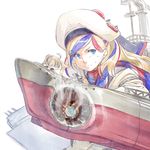  anchor_hair_ornament beret blonde_hair blue_eyes blue_hair commandant_teste_(kantai_collection) damaged fairy_(kantai_collection) hair_ornament hat jacket kantai_collection long_hair multicolored_hair multiple_girls nogiguchi_kohiro pom_pom_(clothes) red_hair rigging scarf streaked_hair sweat wavy_hair 