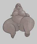  areola big_breasts big_butt bovine breasts butt cattle female horn lupycat mammal miltank monochrome nintendo nipples nude pok&eacute;mon pussy simple_background smile solo video_games white_background 