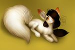  black_hair brown_hair equine fluffy fluffy_tail fur hair horse invalid_tag long_ears long_tail mammal my_little_pony poisewritik pony sitting smile stare white_fur white_tail 