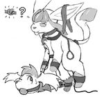 2017 ball_gag battle_fennec_(artist) bdsm blindfold bondage bound ceiling-cat collar duo eeveelution fan_character from_behind_position gag gagged glaceon glasson leash legendary_pok&eacute;mon monochrome nintendo pok&eacute;mon sex shackles shaymin shaymin_(sky_form) simple_background spread_legs spreader_bar spreading standing tail_cuff tongue tongue_out video_games white_background 