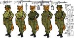  anthro armor army_uniform canine clothed clothing explosives female fox grenade griffnfox group gun handgun helmet knife mammal pistol ranged_weapon rifle sketch standing voluptuous weapon 